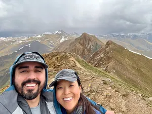 Selfie of Andrew and Theresa at the summit of Pic Casamanya