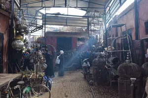 Sunlight filtering into a Marrakech souk